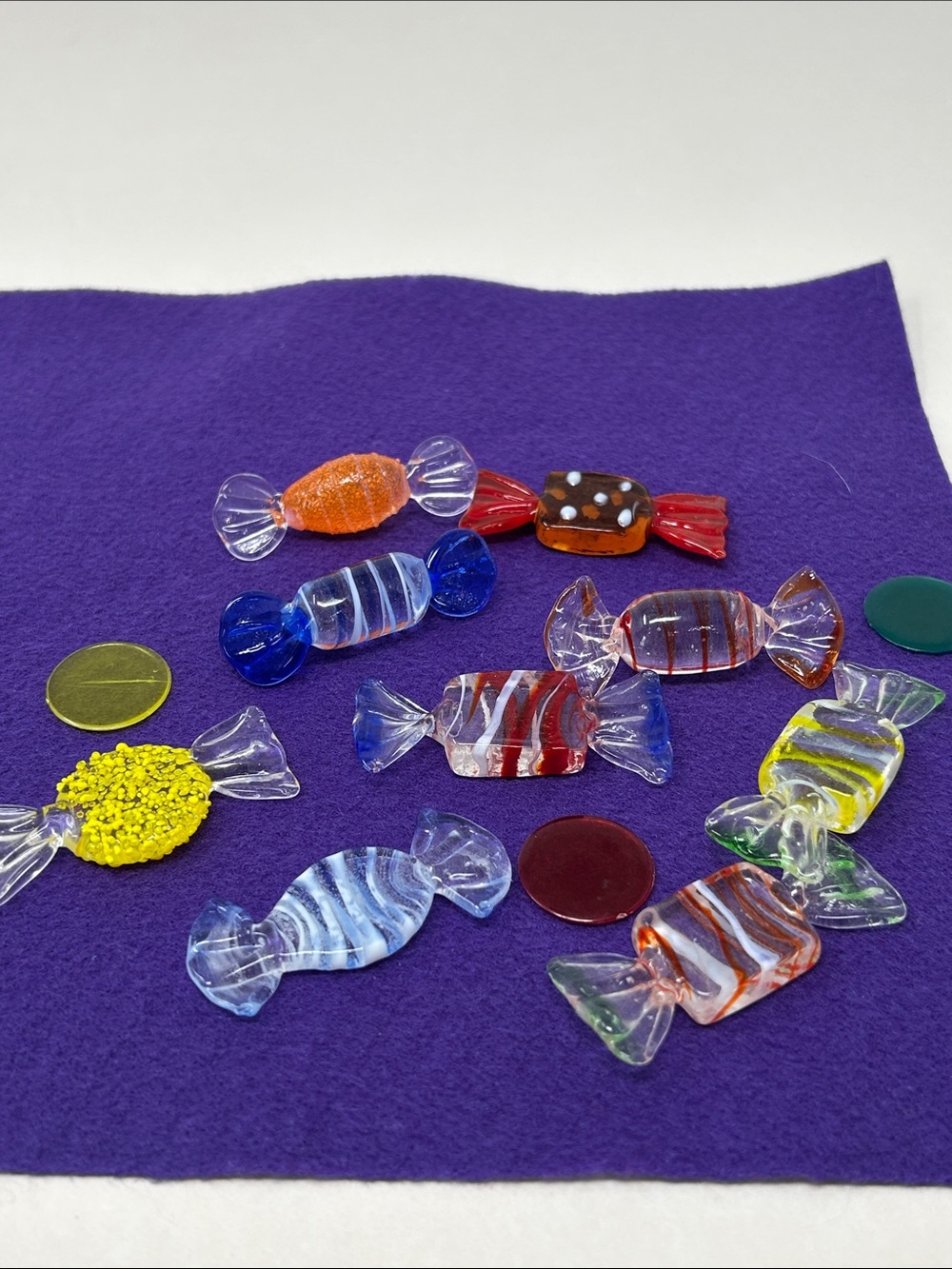 Colorful Candy-Shaped 9 pcs Glass Candy Decorations Vintage